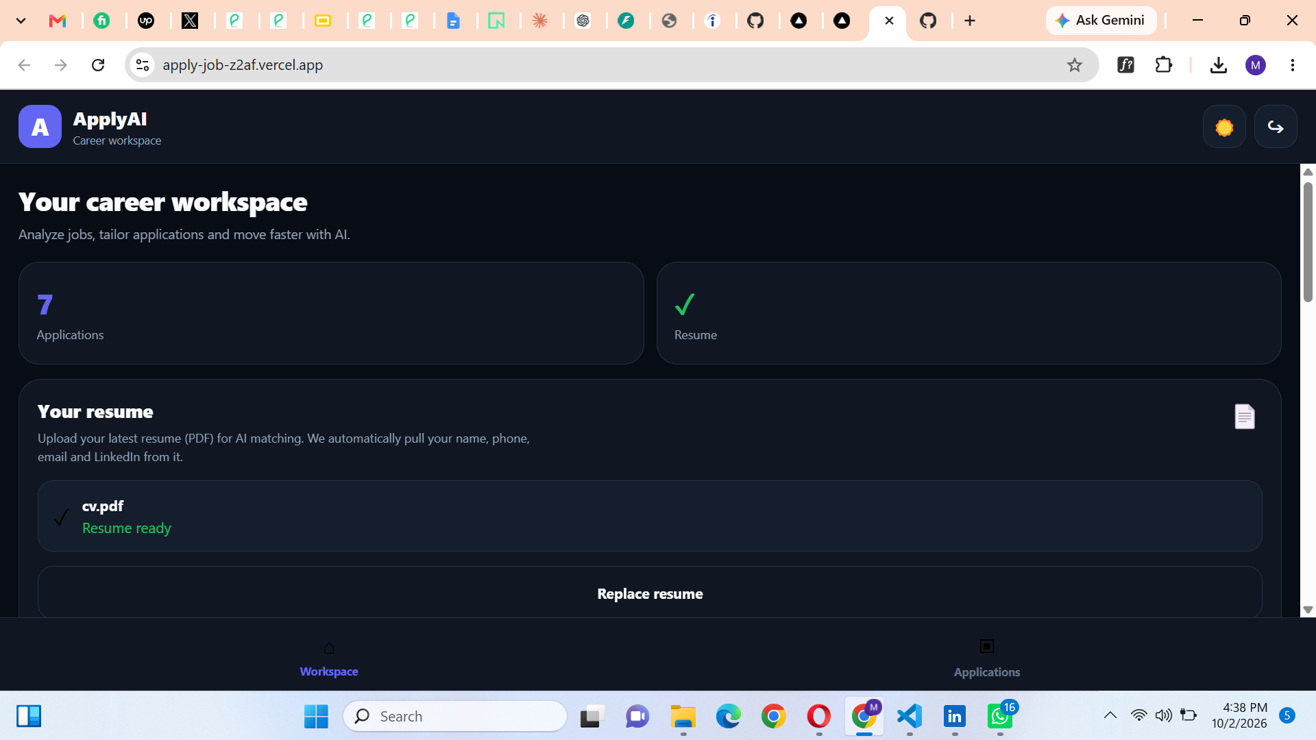 ApplyAI – AI-Powered Career & Job Application Workspace